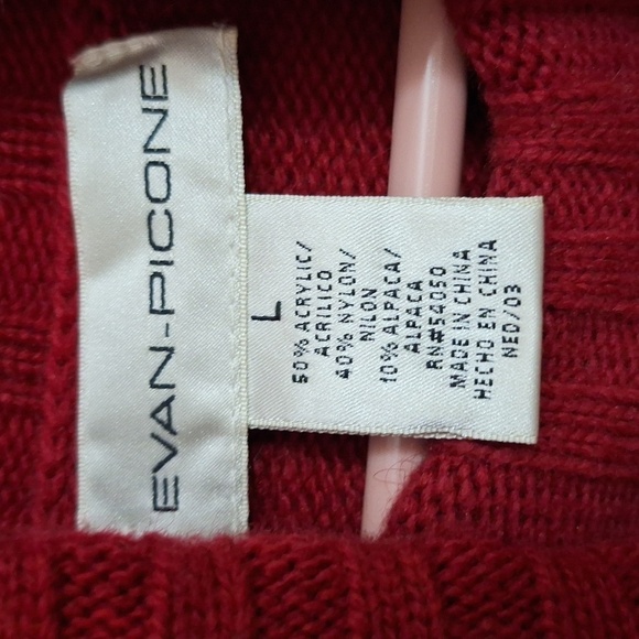 Vintage Evan Picone Red Turtleneck Black Roses Sz.L GUC - Picture 8 of 11